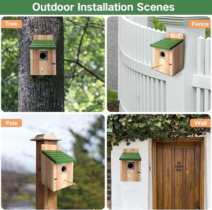 Bird Houses for Outside with Copper Guard, Thicken Cedar Wooden Nesting Box - Fit Bluebird, Finch, Swallow, Wren, Chickadee - Outdoor Garden Country Cottage Decor, Assembly Required