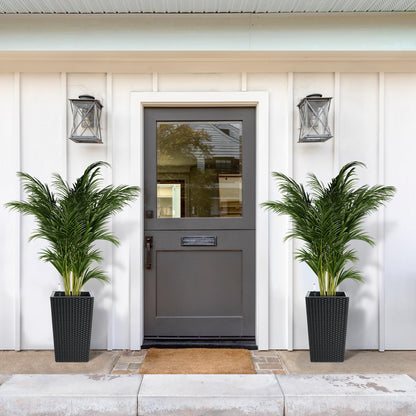 Tall Wicker Planter with Insert Set of 2-Self Watering Large Tall Rattan Planter Pots for Indoor and Outdoor 22.5 Inch,Wicker Flower Pots for Front Door,Porch and Patio in White/Black/Brown