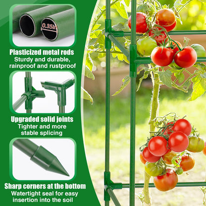 45x14.5x14.5in Square Tomato Cage for Garden - 4 Pack Adjustable Rust-Resistant Tomato Metal Trellis for Pots/Raised Beds/Outdoor, Fits Heavy Plants as Cucumber/Pepper/Eggplant/Pea, Easy to Assemble