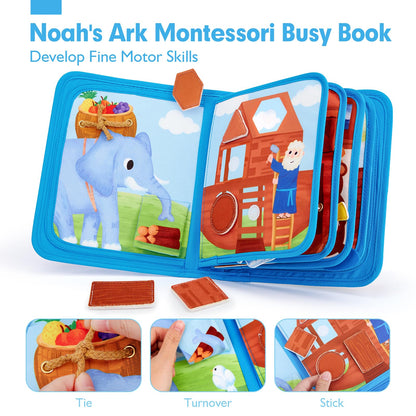 hahaland Noah's Ark Toy Busy Book for Toddlers 1-3 - Baptism Gifts for Boys Girls - Montessori Toys for 1 Year Old, Sensory Early Learning Educational One Year Old Boy Birthday Christian Church Toys