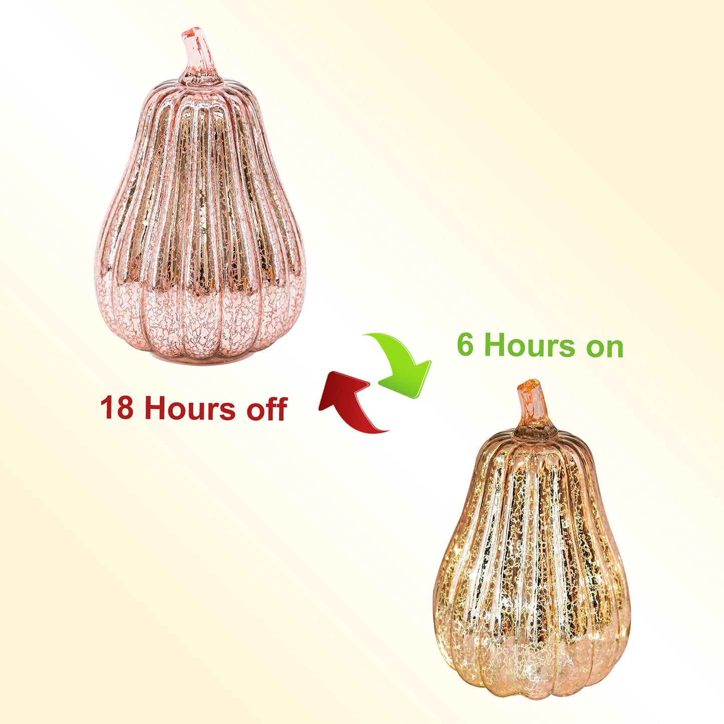 Romingo Mercury Glass Pumpkin Light with Timer for Halloween Pumpkin Decorations Fall and Thanksgiving Decor, Rose Gold, 8.7 inches
