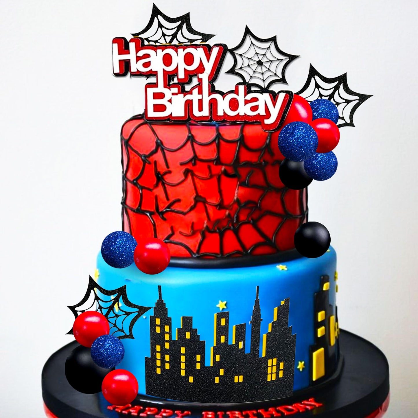 48Pcs Superhero Birthday Cake Decoration Superhero Party Favors Cupcake Cake Decoration Spider Cake Decoration