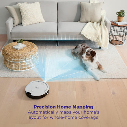 Shark Navigator Robot Vacuum with Bagless 30-Day Capacity Self-Empty Base, Powerful Suction, SmartPath Navigation, Self-Cleaning Brushroll, for Carpets & Hard Floors, White, AV2110S