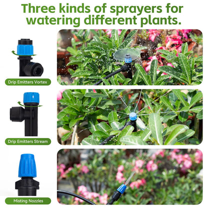 Inntop 240FT Drip Irrigation System Kits, Quick Connect Automatic Garden Watering System for Raised Bed, Potted Plants, Lawn, Greenhouse with 1/2 inch Hose 1/4 inch Tubing and Accessories