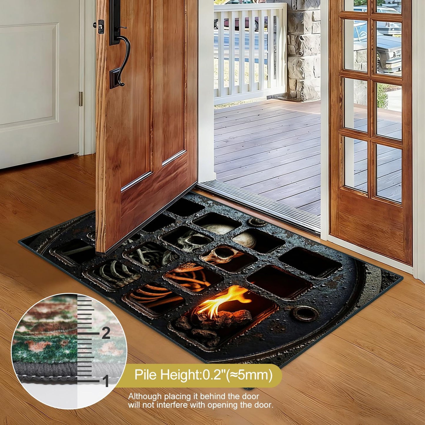 Halloween Skeleton Area Rug 2x3 Entryway Rug,Cheerful Door Mat for Kitchen,Sunroom,Front Door -Washable Non-Slip Rubber Backing - Halloween Decoration Indoors Outdoors