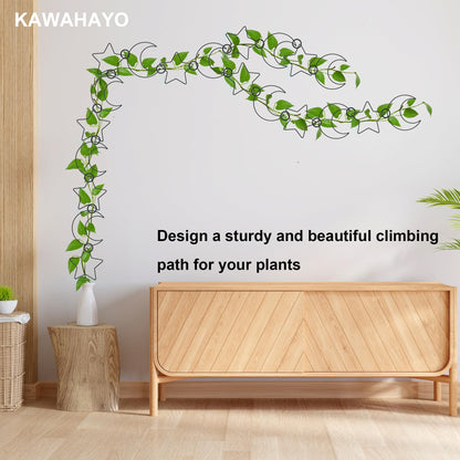 20 Pcs Chain Trellis for Climbing Plants, Plant Trellis Indoor and Outdoor, Garden Wall Trellis, Vine Support Plant Accessories for Monstera, Pothos, Ivy, Climbing Plants (Black Moon and Star)