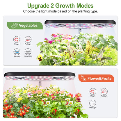 DRYADES 17-Pods Hydroponic Growing System with Dual Fans 24W Full-Spectrum Grow Light & Smart Control Panel for Indoor Gardening for Vegetables Herbs