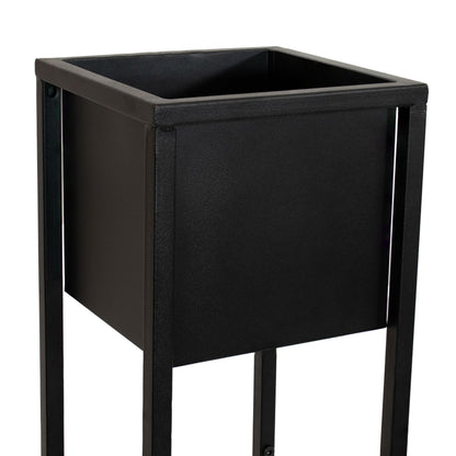 Sunnydaze Modern Simplicity 8.25" Square Metal Raised Planter Box with Legs - Set of 2 - Indoor or Outdoor Use - Black - 27" H