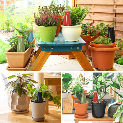 4 Pack Terracotta Plant Watering Globes, 12Oz Ollas Self Watering Pots for Indoor Outdoor Plants, Automatic Plant Drip Irrigation Device, Clay Planter Insert, Up to 1 Week, for Vacations Potted Plant