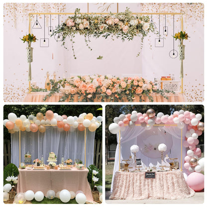 ParseBio Over The Table Rod Stand with Clamps Adjustable 31"-110'' Length 31"-64" Height Gold Table Balloon Arch Stand with Storage Bag, For Valentines Day Party Wedding Anniversary Decoration