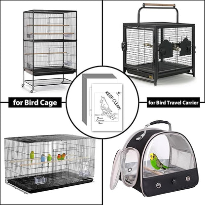 Bird Cage Paper Liners, Bird Cage Liners, 200pcs Disposable Paper Cage Liners for Birds, Pre-Cut Large Bird Cage Liners for Parrot, Parakeet, Conure, Cockatiel, 17 X 11 inch, White