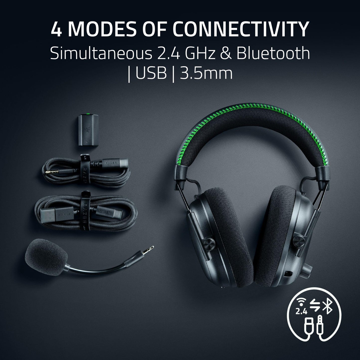 Razer BlackShark V3 Pro Wireless ANC Gaming Headset for Xbox: Full Band Mic - 50mm Drivers - 2.4 GHz, Bluetooth, USB, 3.5mm - Works with PC, Mac, PS5, Nintendo Switch - Long Battery Life - Black