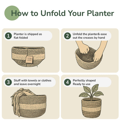 Eco Living Jute Planter Basket-Woven Jute Rope Covers for Decorating Indoor/Outdoor Succulents, Small Plant Pots-Set of 2-Multi-Purpose Storage Bins 4.5 Inches - Modern Style Décor - Olive & Natural