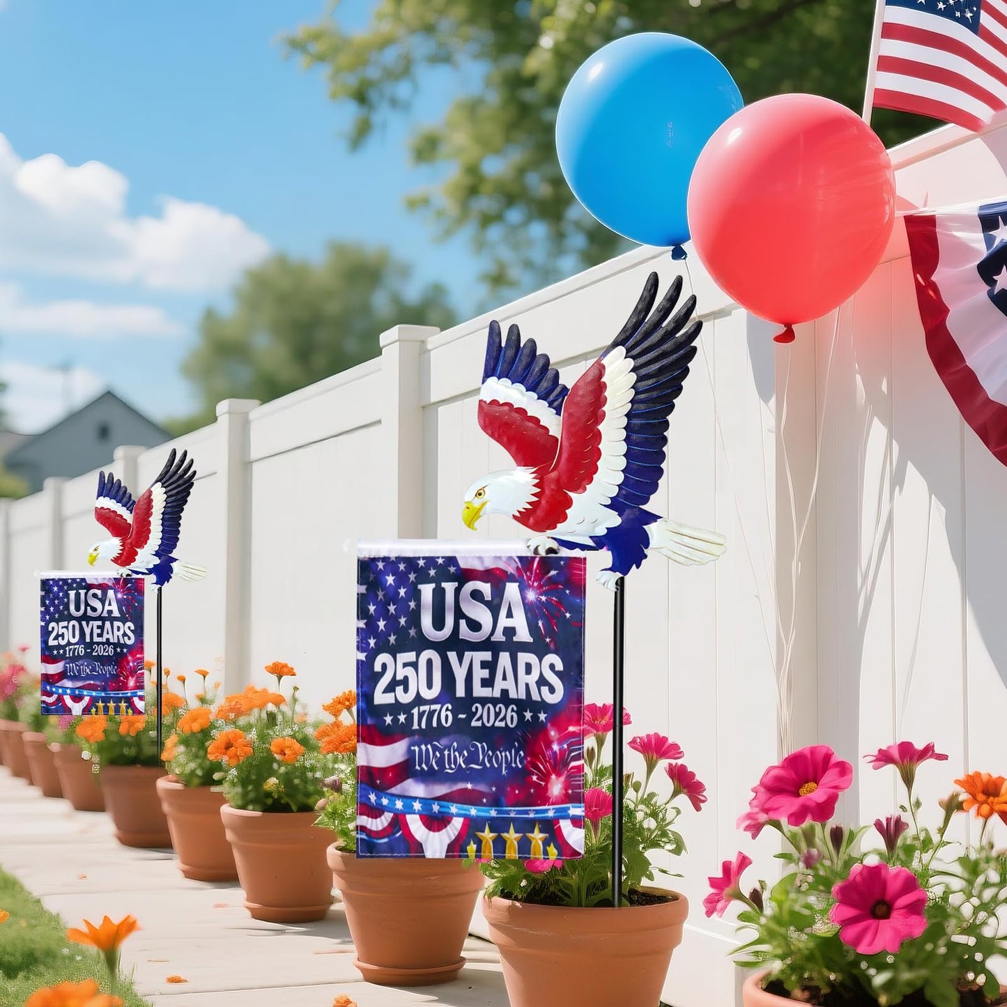 250th Anniversary America 9.4x6.5Inch Garden Flags,Eagle Garden Stakes with USA 1776-2026 Yard Sign Double-Sided Waterproof Flag,4th of July Patriotic Decorations Outdoor Independence Memorial Day