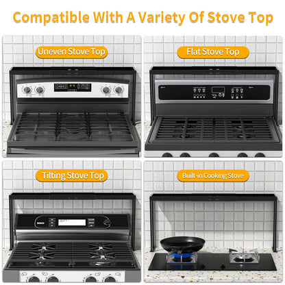 ZDDLOINP Spice Rack Shelf for Kitchen Stove, Adjustable 27 to 33 Inch Spice Rack Organizer, 4 Level Adjustable Height Stove Top Shelf for Kitchen, Over the Stove Shelf for Curved Stove, Black