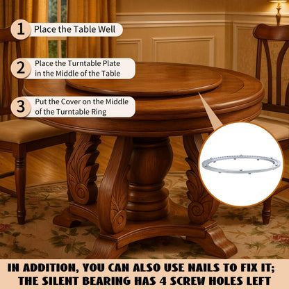 Lounsweer Lazy Susan Hardware Aluminum Alloy Turntable Bearing Large Mute Heavy Duty Swivel Plate 620 Lbs Load Lazy Susan Base Kit Rotating Ring for Dining Tabletop Corner Storage (Mute 18 Inch)