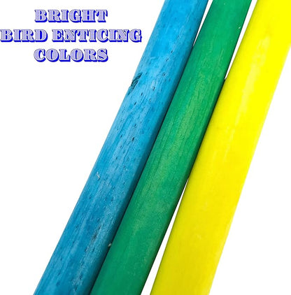 5515 Skinny Rainbow Sola Logs Pk4 - Handcut Natural Skinny Sola Wood Foraging Foot Toys, Bright Assorted Pet Safe Colors, Lightweight, Fun for Birds to Chew Apart!
