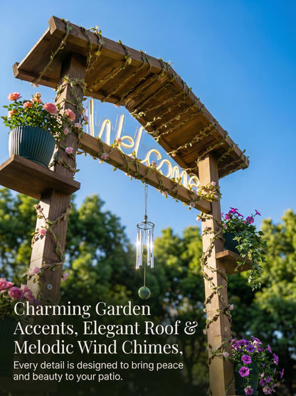 Borsynium Rustic-Style Floor-Standing Wooden LED Sign with Plug-in Functionality, Ideal for Planting or Arranging Flowers in Gardens, Lawns, or Front Entrances, 28.7x8.7x50.0 Inches