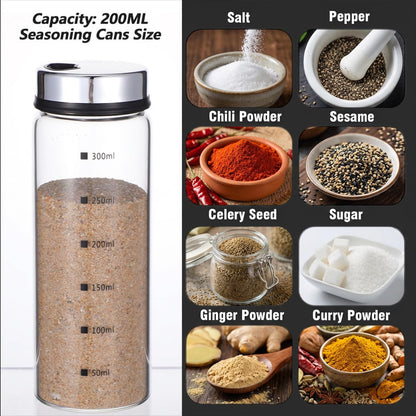 Ckhoid 6 Pcs Large Salt Pepper Shakers with Adjustable Outlet Holes, 10 oz Clear Glass Salt & Pepper Shakers Bottles Dispensers with Stainless Steel Removable Lids for Kitchen Restaurant BBQ Camping