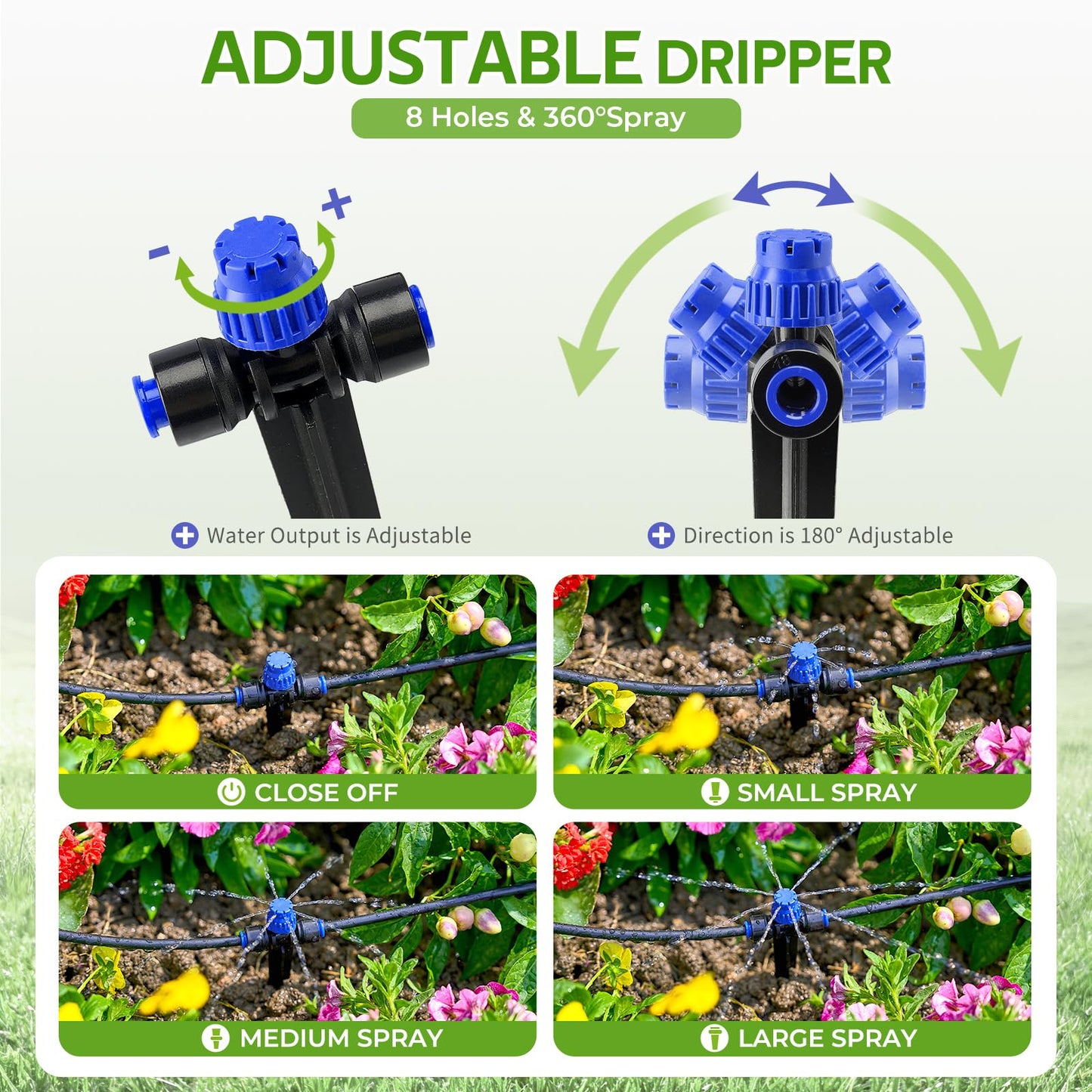 HIRALIY 100FT Drip Irrigation Kit with Garden Water Timer-2 Zone, Automatic Garden Watering System for Raised Bed, Quick Connect Design, Irrigation System for Plant Patio