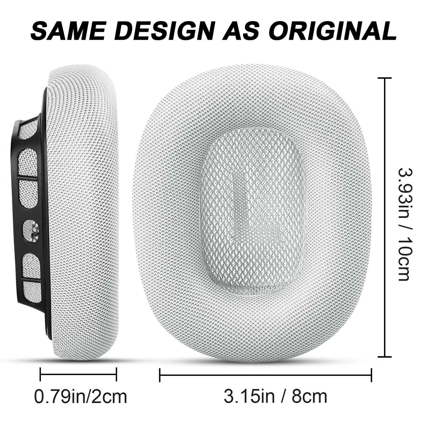Premium Replacement Ear Cushions for Apple AirPods Max Headphone, Protein Leather Memory Foam Earpads (Leather-White)