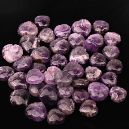 10 PCS Amethyst Heart Stone, 1 Inch Natural Healing Crystal Heart Love Crystals, Mini Cute Gemstone Amethyst for Women, Valentine's Day Gift