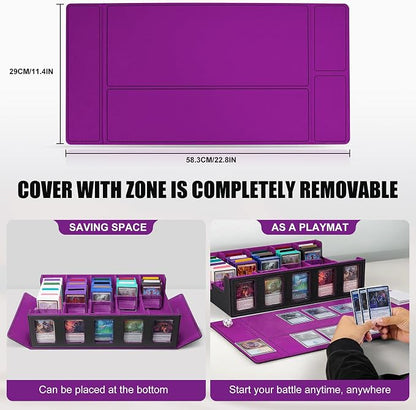 Kabinka Trading Card Storage Box with Commander Display, 5-Row Deck Case with Removable Lid; 3900+ Card Deck Box for MTG TCG Sports Card, 5 Top Loaders, 5 Stoppers, 48 Dividers,1 Dice Tray