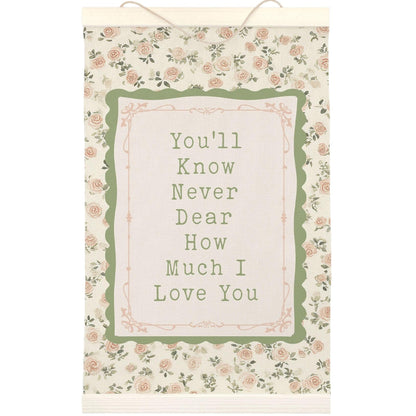 LKETW Girl Nursery Floral Poster Hanger Frame 12x16 Inch, Wildflower Nursery Wall Art Posters for Bedroom, You'll Never Know Dear How Much I Love You Hanging Banner Decor for Girls Room Dorm