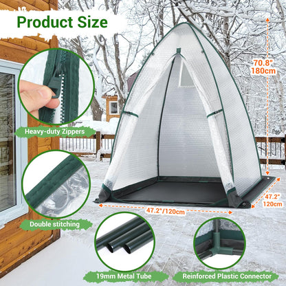 Green House for Outside Heavy Duty, Ohuhu Portable Walk-in Winter Greenhouse with Thick PE Bubble Cover - Small Greenhouses Outdoor for Plants Winter Protection