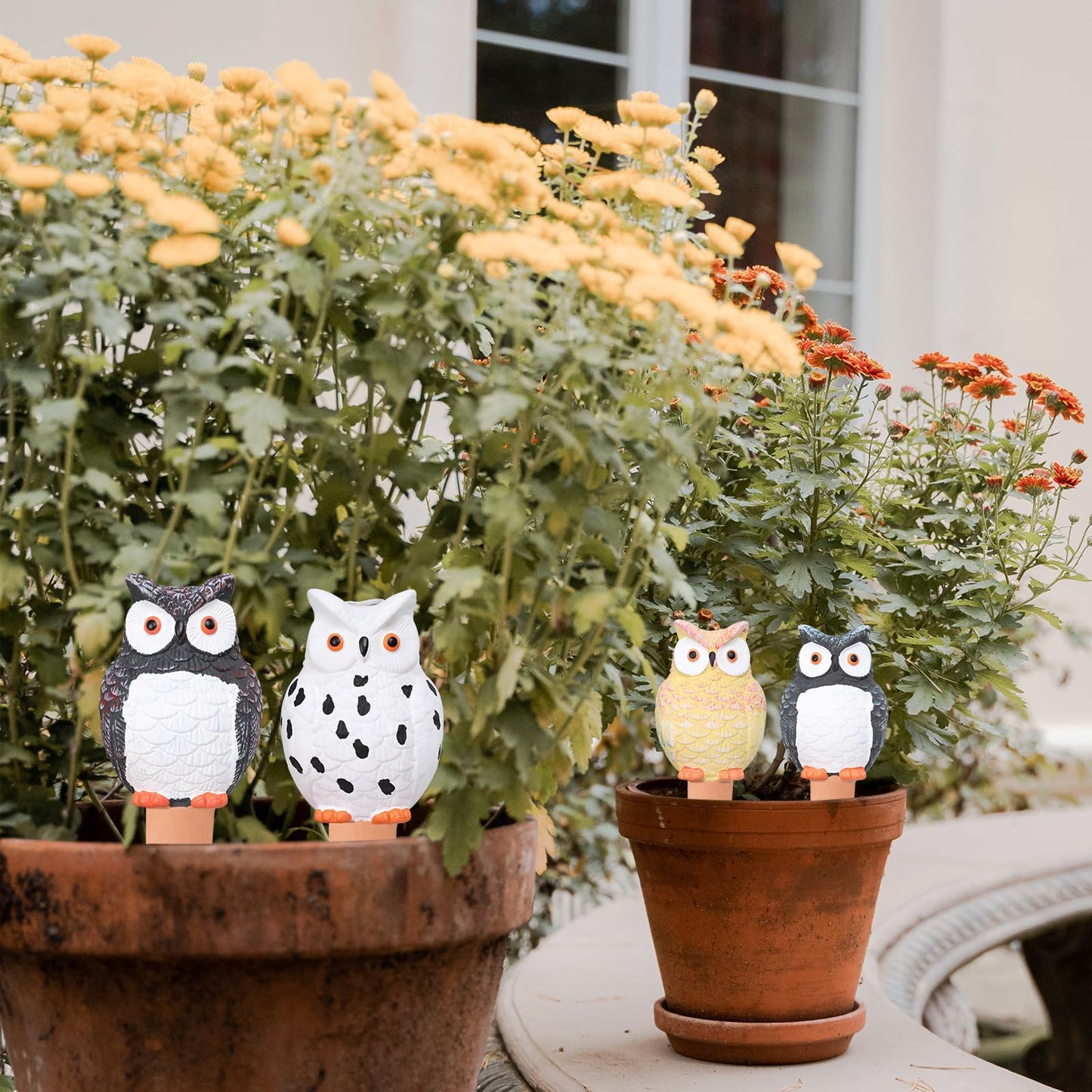 Chonsun Self Plant Watering Globes 4PCS Terracotta Watering Spikes Plant Watering Devices Self Watering Planter Insert Owl Decor