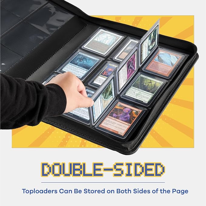 9-Pocket Toploader Binder, Clovecat Premium Card Book， Holds 252 Trading Card with 20 Removable Top-loader Sleeves，PU Card Holder Folders,Card Album for MTG, TCG, Yugioh, Game & Sports Cards(Green)