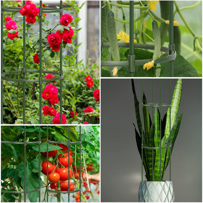 Round Heavy Duty Tomato Cage - 55 Inch Steel Core Plastic Coated Garden Trellis, 4-Post Rustproof Plant Support for Tomato/Cucumber/Beans, No Tools Snap Assembly, Spare Parts Available