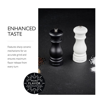 Cole & Mason Southwold Classic Salt & Pepper Mill Gift Set - Salt and Pepper Grinders with a Matte Finish - Adjustable & Refillable Mills - Hand Wash Kitchen Tool - Black/White