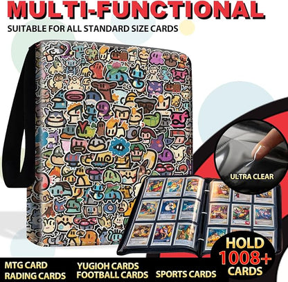 1008 Card Binder 9 Pocket, 3-Ring Trading Card Binder with 56 Page Removable Sleeves, High Storage Waterproof Trading Card Holder Collection Card Album Organizer Case for TCG Cards