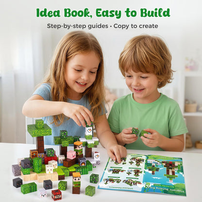 3 otters Magnetic Blocks 150PCS Forest Adventure Set, STEM Magnet Cubes & Magnetic Tiles Build Forest World Toys for Kids, Sensory Stacking Gifts for Boys & Girls Birthday