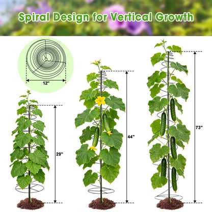 Trellis for Climbing Plants, 75” Metal Spiral Frame Pea Trellis with Center Pole, Adjustable Vine Plant Tower Supports for Outdoor Beans,Cucumbers,Vegetable,Flowers,Pots,Garden Raised Bed,12” Dia