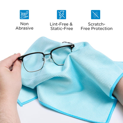 Tekswip Microfiber Glass Cleaning Cloth 6 Pack, 15.5x15.5 Inch Magic Cleaning Rags, Lint Free Streak Free Reusable Towels for Windows, Mirrors, Cars, Screens, Kitchen and Stainless Steel Surface