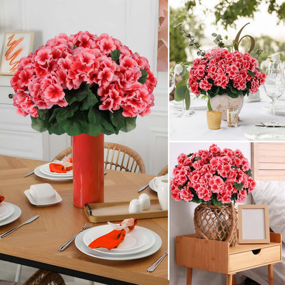 Hananona 6 Pcs Artificial Geranium Flowers for Outdoors Geraniums Silk Flowers Outdoor UV Resistant Garden Plants Faux Flowers for Home Kitchen Table Centerpieces Decor (6, Peach)