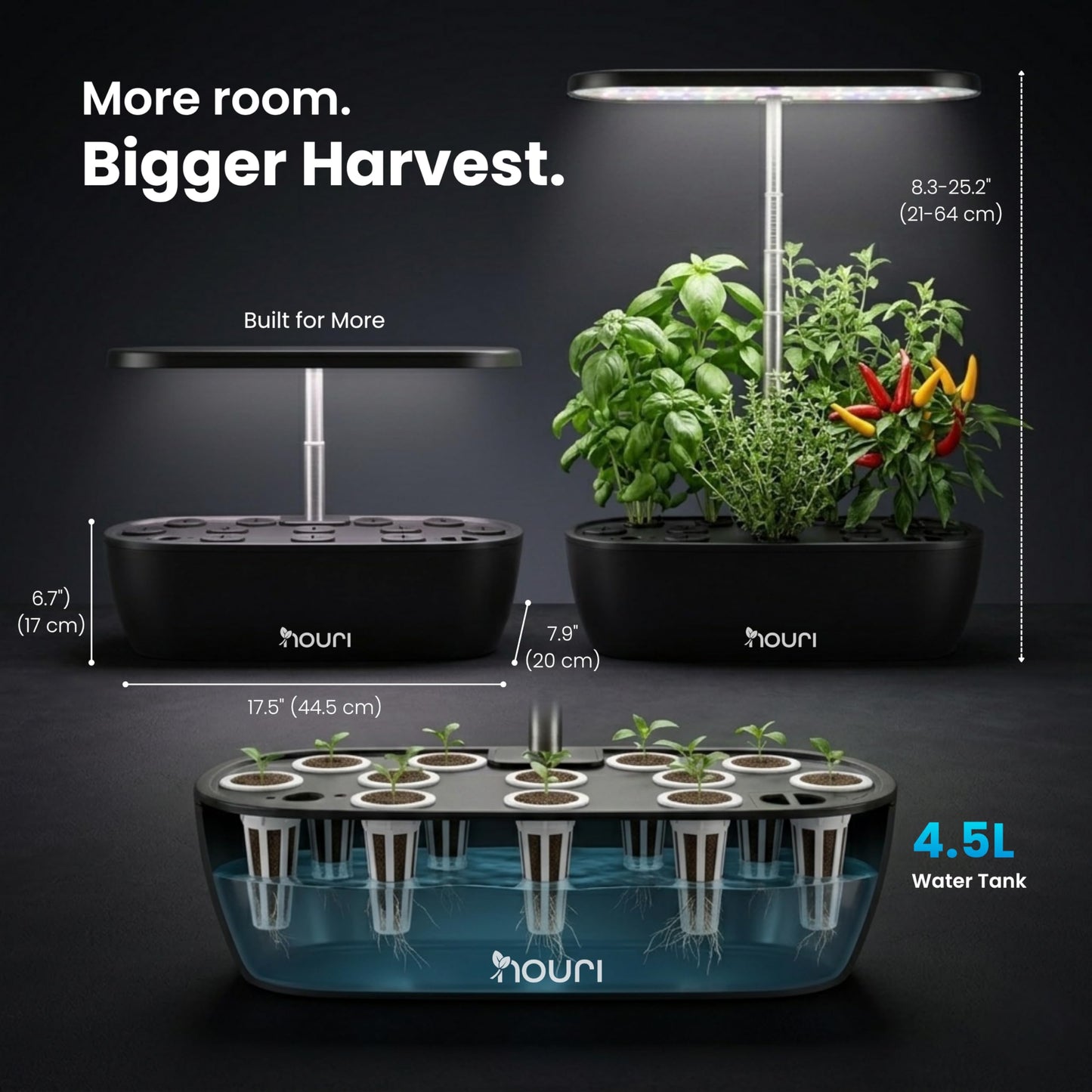 Nouri Hydroponics Growing System, 12 pod APP Smart Indoor Herb Garden Kit with LED Grow Lights, Hydroponic Herb Garden Indoor for Plant Lovers, Gardeners, Kitchen, Basil Seeds Included