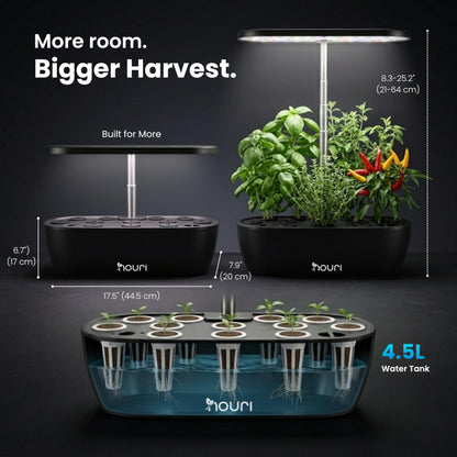 Nouri Hydroponics Growing System, 12 pod Smart Indoor Herb Garden Kit with LED Grow Lights, Hydroponic Herb Garden Indoor for Plant Lovers, Gardeners, Kitchen, Basil Seeds Included