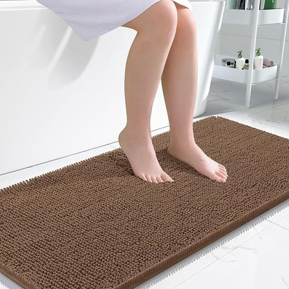 OLANLY Large Bathroom Rugs 50x30, Extra Soft Absorbent Chenille Bath Rugs, Rubber Backing Quick Dry, Machine Washable Bath Mats for Bathroom Floor, Tub and Shower, Home Decor Accessories, Mocha