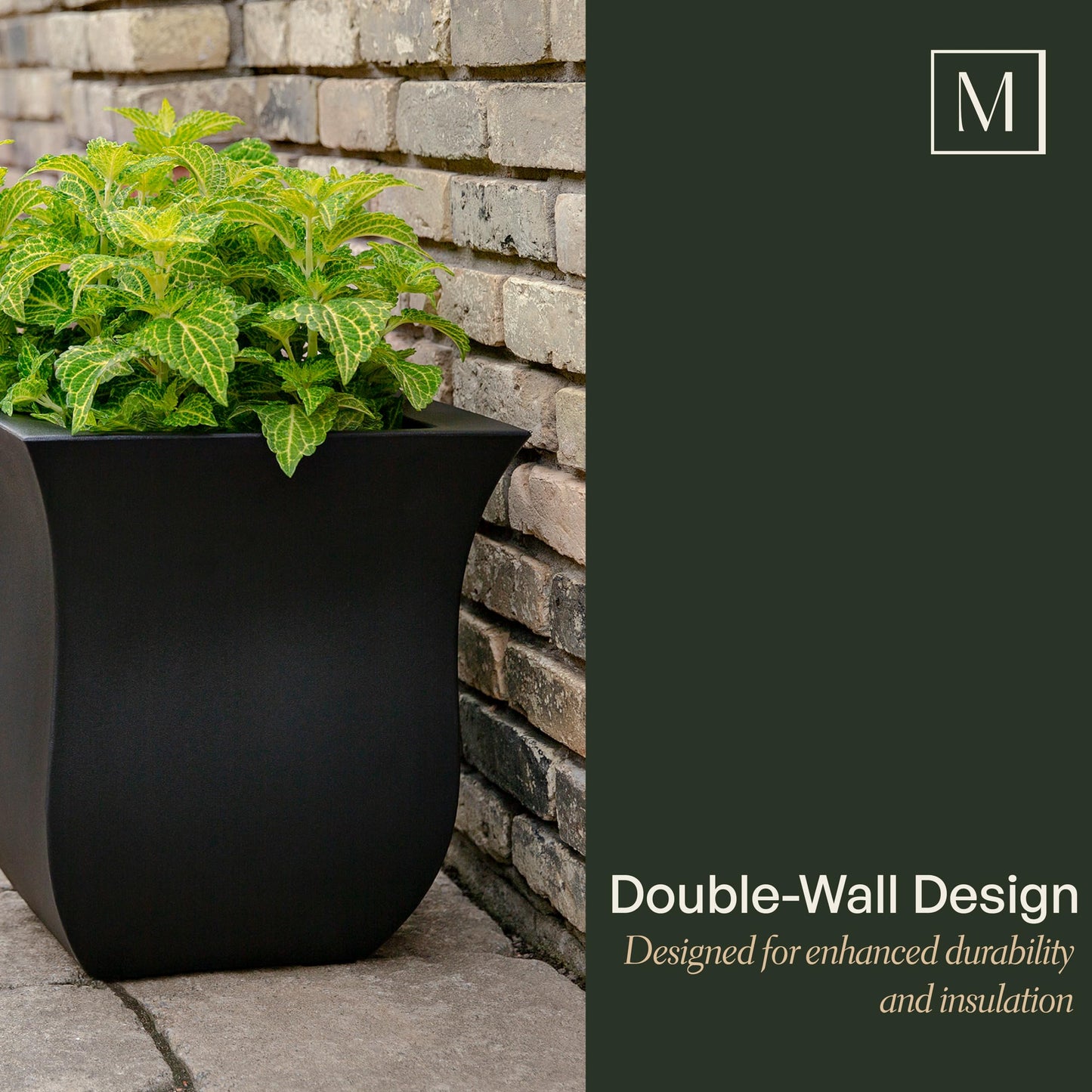 Mayne 5873-B Polyethylene Planter, Black 16x16