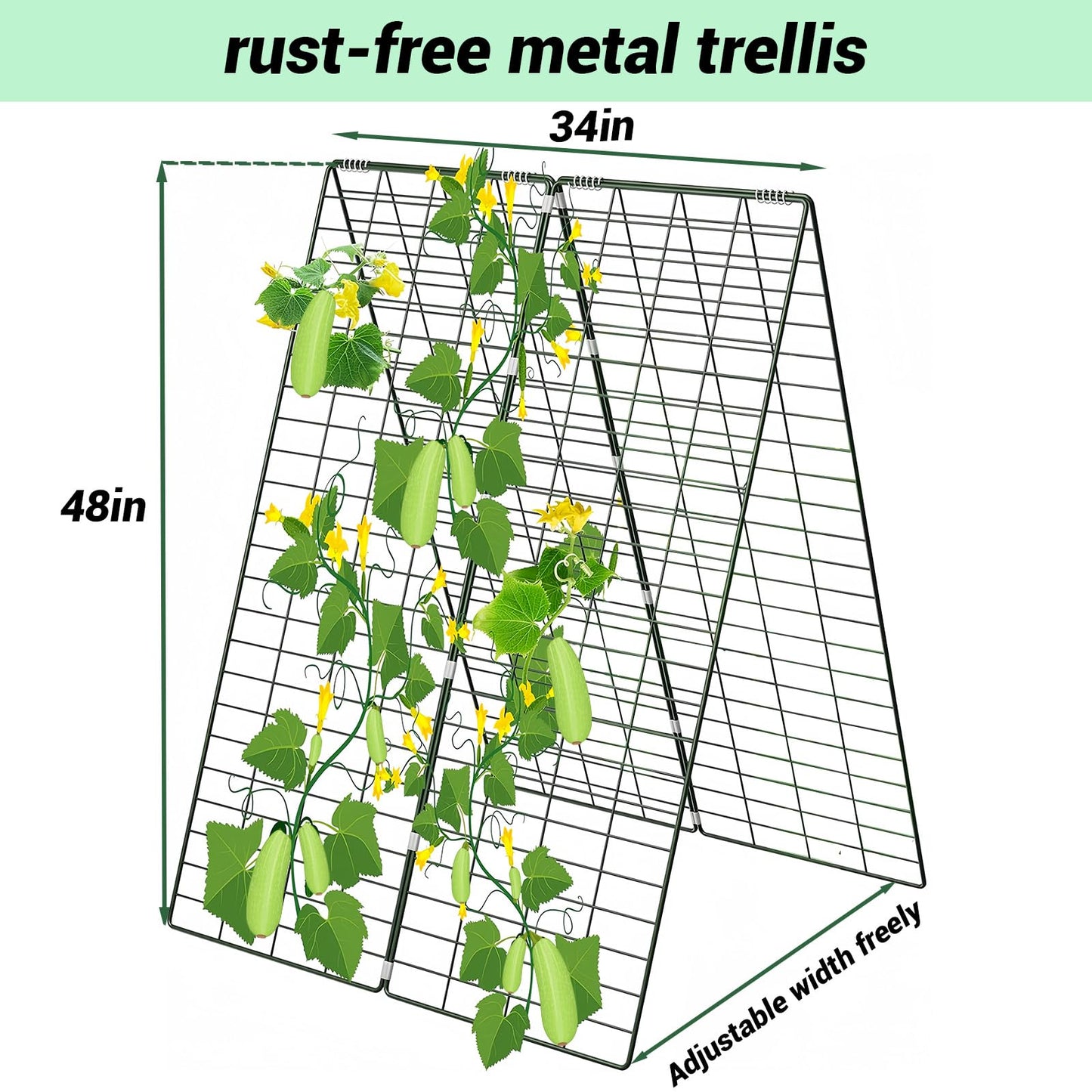 Metal Trellis for Climbing Plants Outdoor Garden Trellis,Cucumber Trellis,Tomato Plant Support/Squash/Zucchini/Sweet Peatrellis,Green Bean/Grape/Vine/Flower Plant Trellis (1pack)