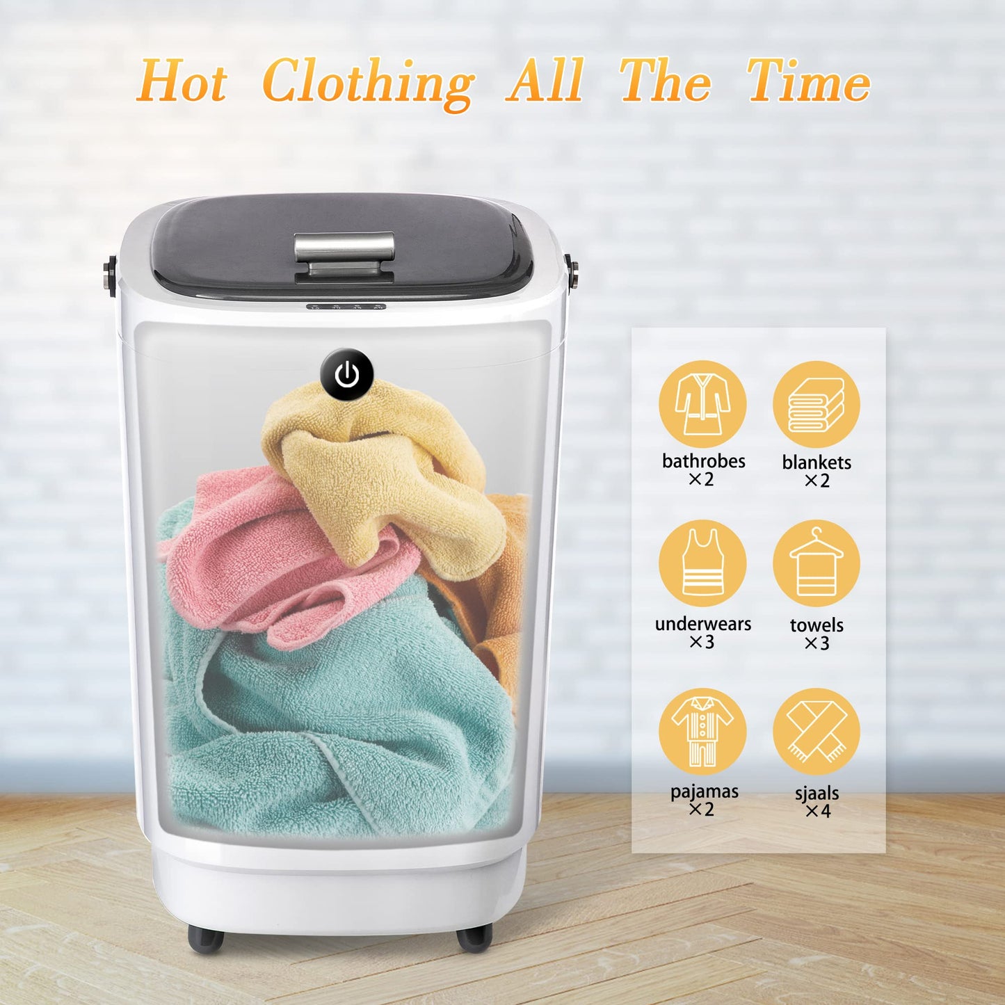Large Towel Warmers for Bathroom,Luxury Portable Bucket Towel Warmer Fits Up to Two 70"X80" Oversized Towels with Timing Auto Shut Off, Yellow
