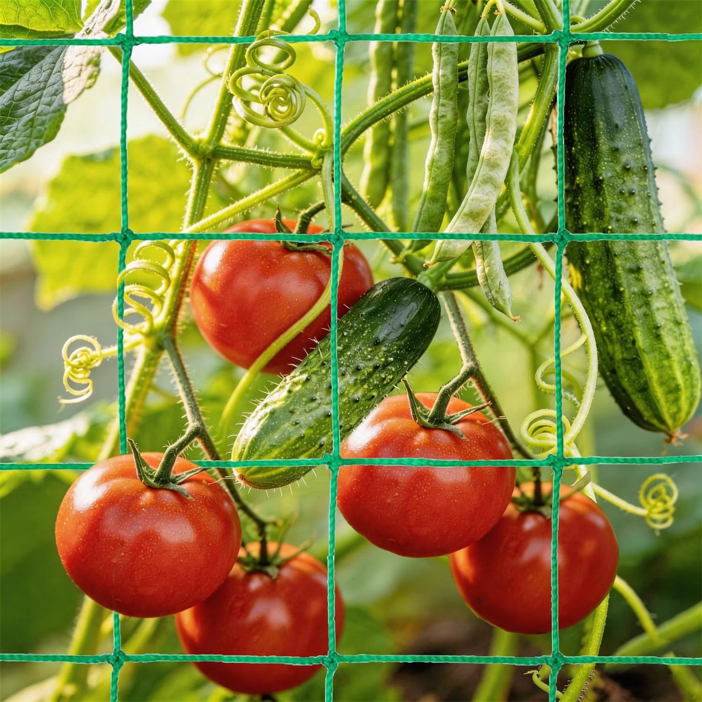 Trellis Netting for Climbing Plants, 6.6x26.3 FT Heavy Duty Garden Trellis Net with 27 Strands Nylon for Cucumber, Grape, Vine, Vegetables, Flowers, Bean, Tomato Grow Trellis Net (Green, 1 Pack)