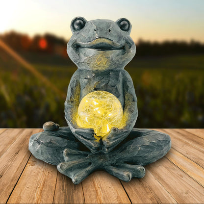 Brilliant Prospect Zen Yoga Frog Garden Statue, Outdoor Decor, Solar Patio Garden Sculpture Ornament, Frog Figurine Lamp Light, Meditation Frog Gift Ideas for Women