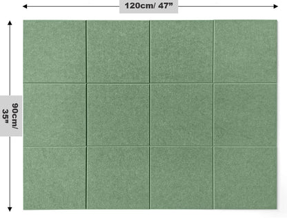 DECORITA Green Bulletin Board | Large Cork Boards Alternative for Walls | Felt Cork Board for Office, Home & Classroom | Green Office Classroom Supplies | Felt Wall Tiles (12-Pack) | Forest Green