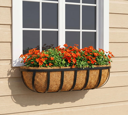Y&M 4pcs 24" Trough Coco Liner for Window Box Deck Basket Planter Trough Coconut Fiber Liners, Coconut Fiber Pre-Formed Replacement