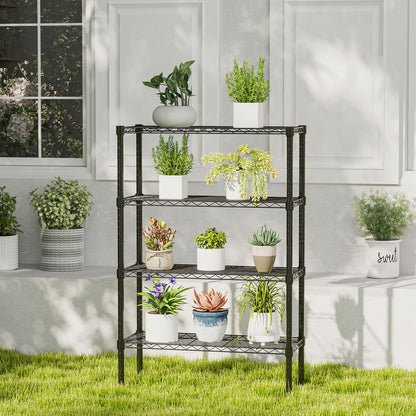 DUMOS 5 Tier Metal Wire Rack Shelf Heavy Duty Standing Shelves Adjustable Steel Closet Shelving Unit Organizers and Storage for Kitchen Bathroom Pantry Office, 13.78" D x 35.43" W x 69.29" H