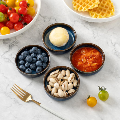 Dipping Bowls Set of 4, 2462°F High-Fired Reactive Glaze Ceramic Small Bowls for Dips,Olive Oil & Sauce,Elevates Table Setting,Idea for BBQ,Afternoon Tea,Entertaining,Housewarming & Holiday Gifts